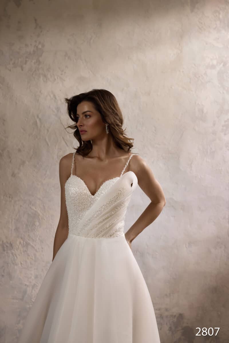 Detachable Long Sleeves A-Line Wedding Dress - TAYLOR - Image 2