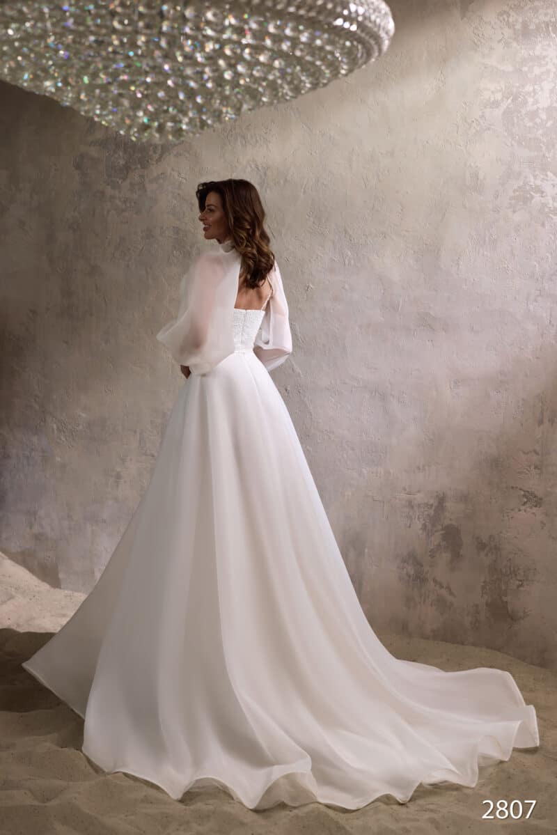 Detachable Long Sleeves A-Line Wedding Dress - TAYLOR - Image 3