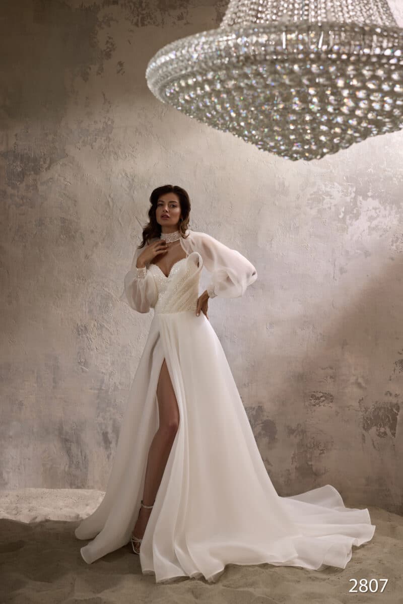 Detachable Long Sleeves A-Line Wedding Dress - TAYLOR