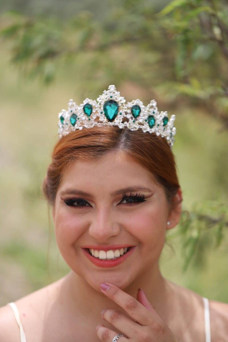 Silver Emerald Princess Wedding Tiara - BARBARA - Image 3