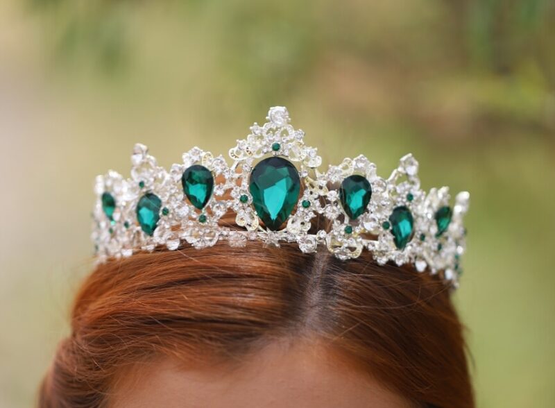 Silver Emerald Princess Wedding Tiara - BARBARA