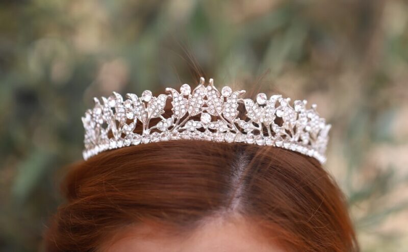 Silver Crystal Flower Princess Bridal Tiara - BRUNA