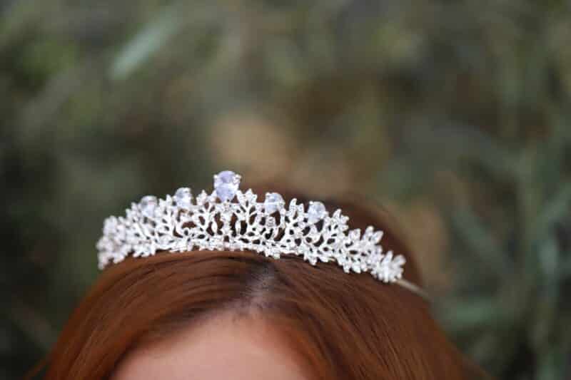 Cubic Zirconia Silver Princess Bridal Tiara - MARLENA - Image 3