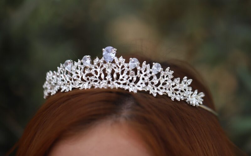 Cubic Zirconia Silver Princess Bridal Tiara - MARLENA