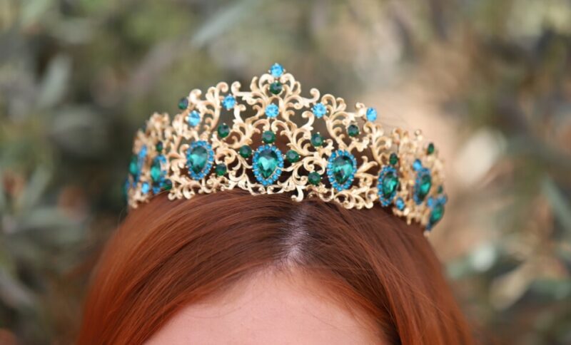 Gold Emerald Vintage Royal Wedding Tiara Crown - ASHLYN