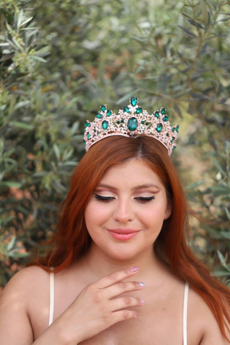 Rose Gold Emerald Royal Wedding Crown - HELEN - Image 2