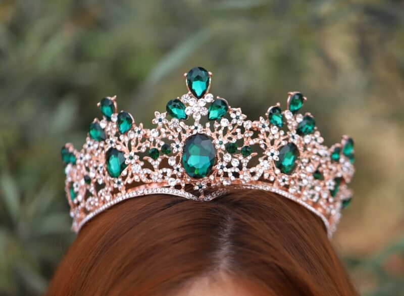 Rose Gold Emerald Royal Wedding Crown - HELEN