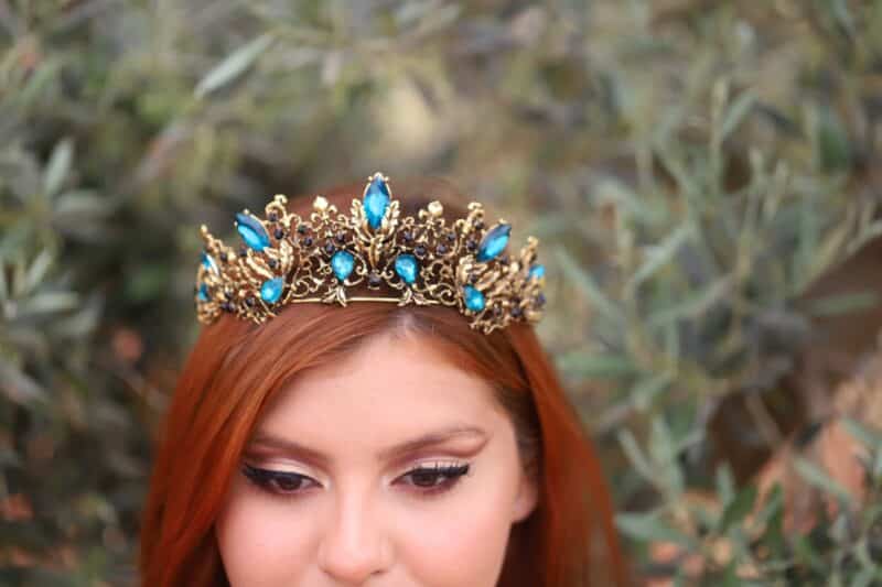 Turquoise Black Gold Antique Princess Wedding Tiara - ANASTASIA - Image 3