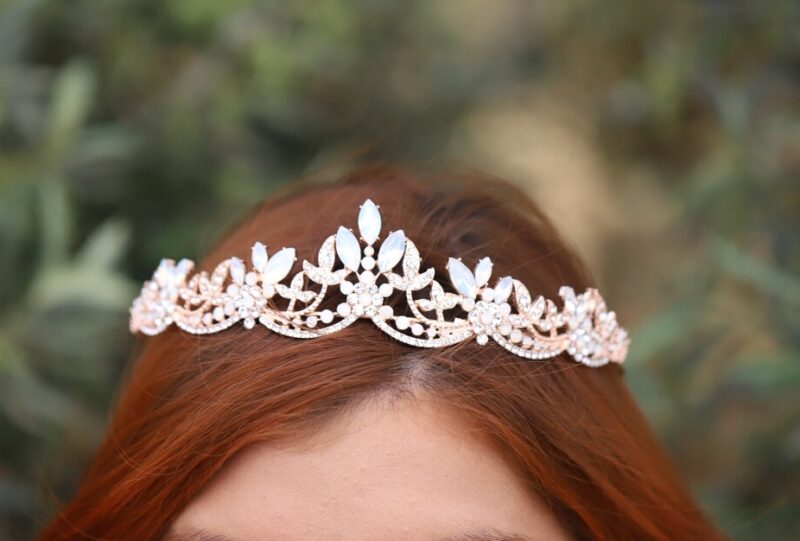 Opal Rose Gold Princess Bridal Tiara - EVA