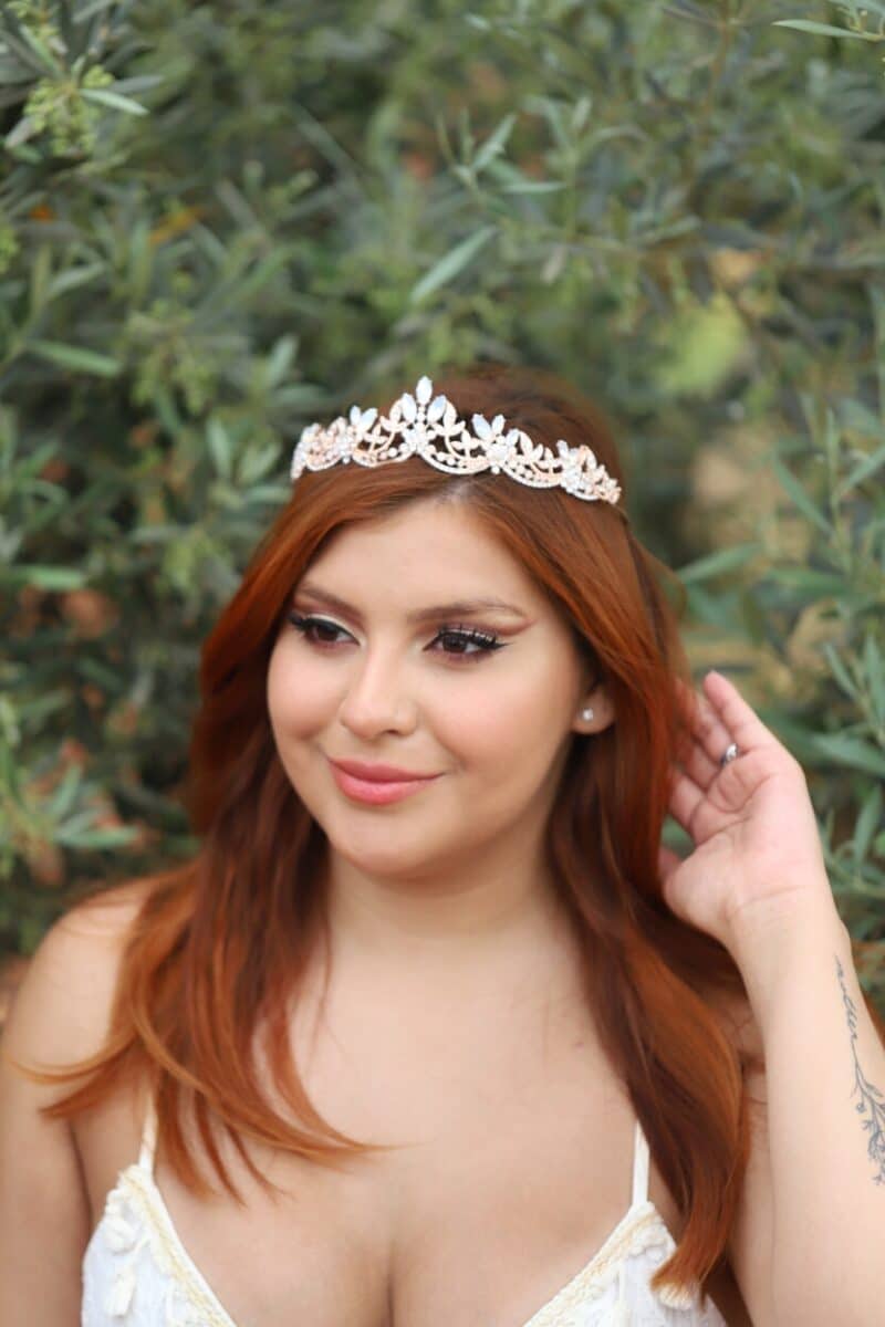 Opal Rose Gold Princess Bridal Tiara - EVA - Image 3