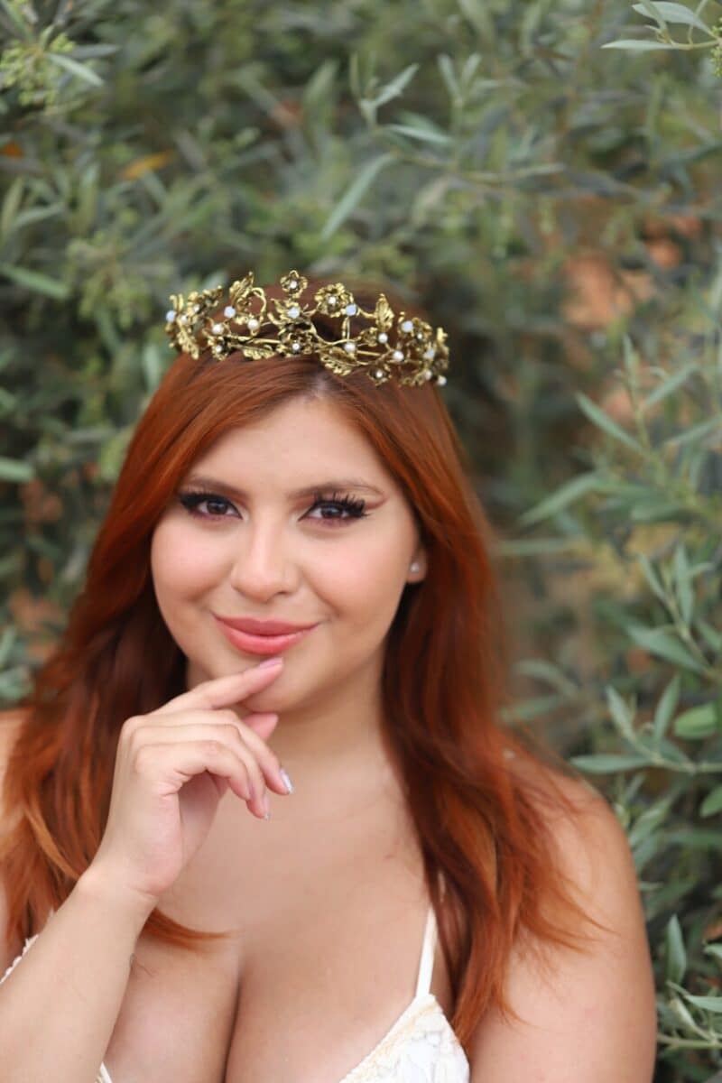 Greek Goddess Gold Antique Laurel Flower Wedding Tiara - SELENA - Image 2