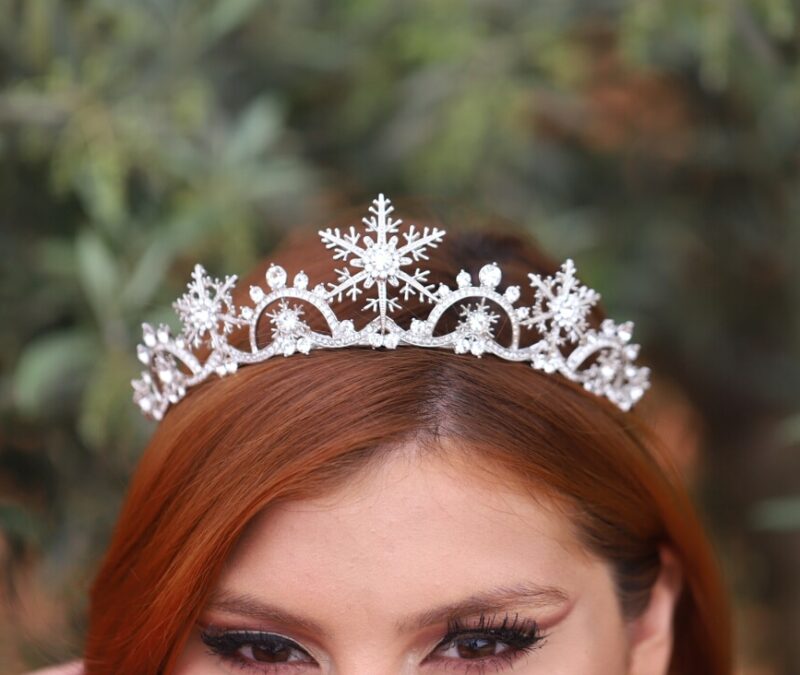 Art Deco Snowflakes Winter Princess Wedding Tiara - ESTEFANIA