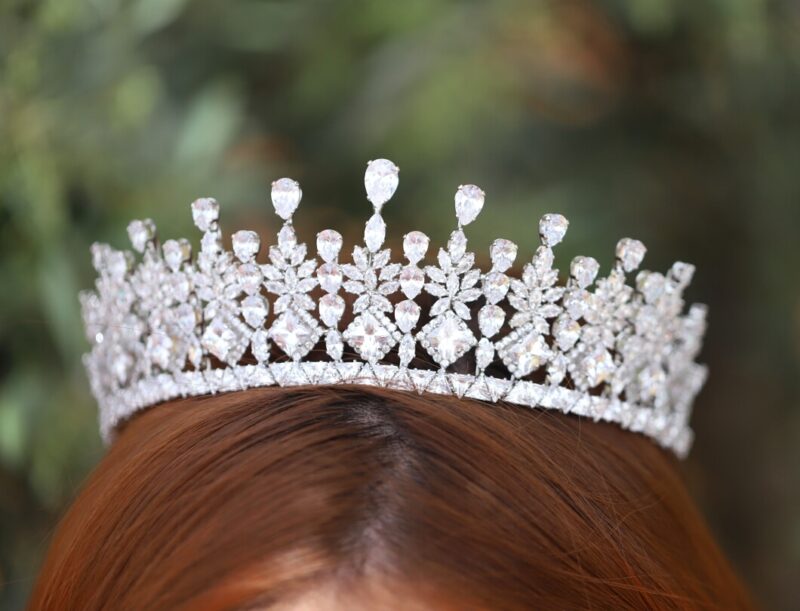 Cubic Zirconia Silver Royal Wedding Tiara - ANNA