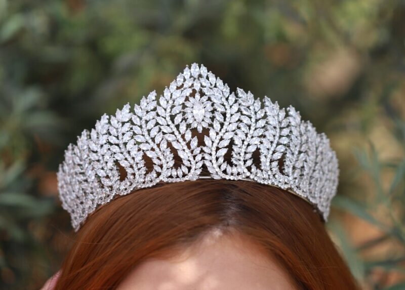 Cubic Zirconia Princess Wedding Tiara for Wedding - MIA