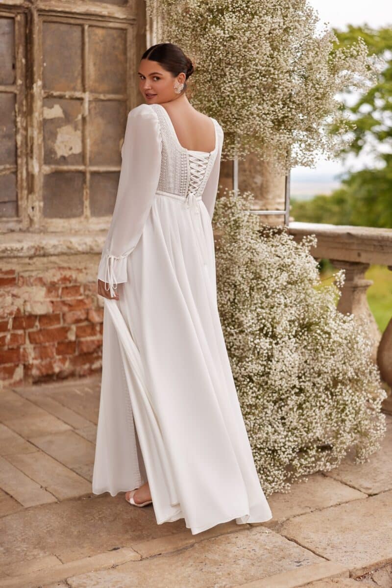 Long Sleeves Chiffon Bohemian Wedding Dress - NAOMI - Image 8