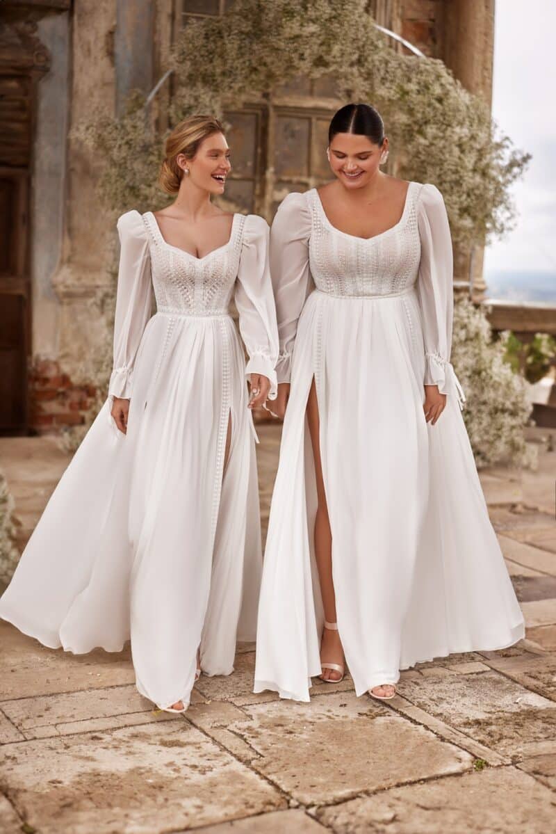 Long Sleeves Chiffon Bohemian Wedding Dress - NAOMI