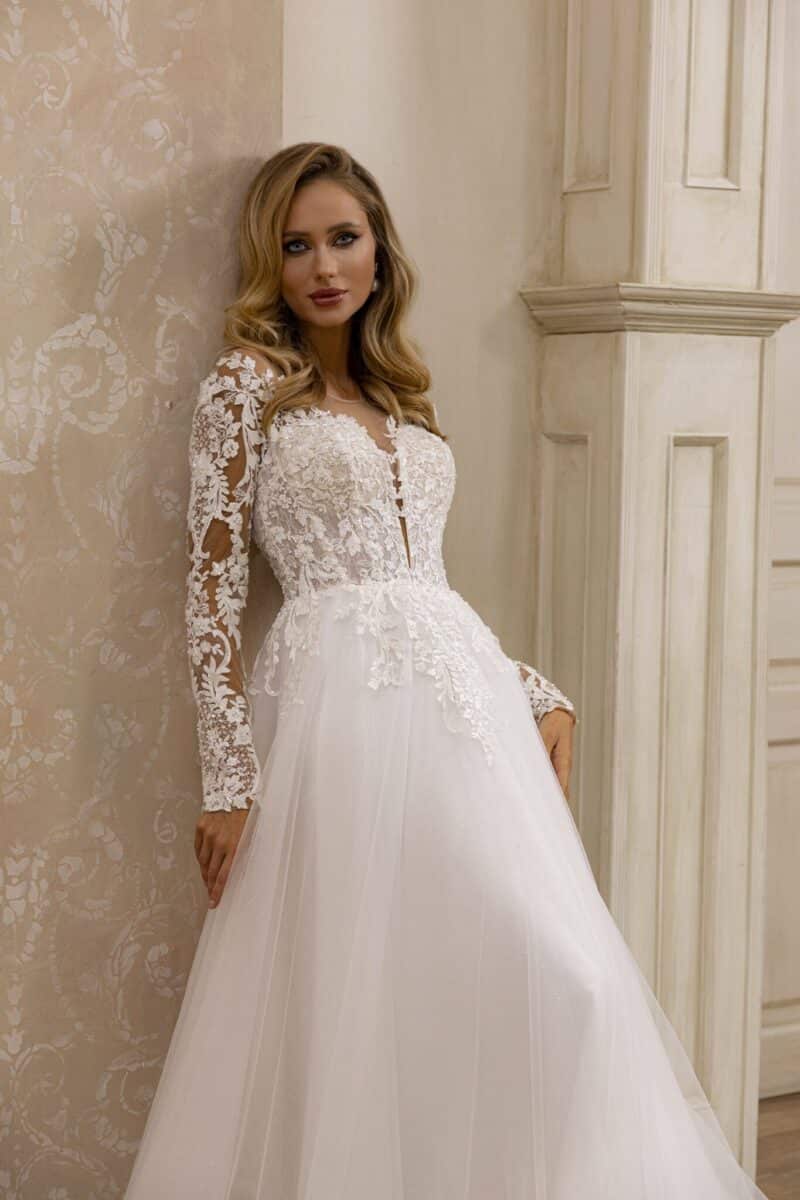 Long Sleeves A-Line Wedding Dress - ROSIE - Image 2