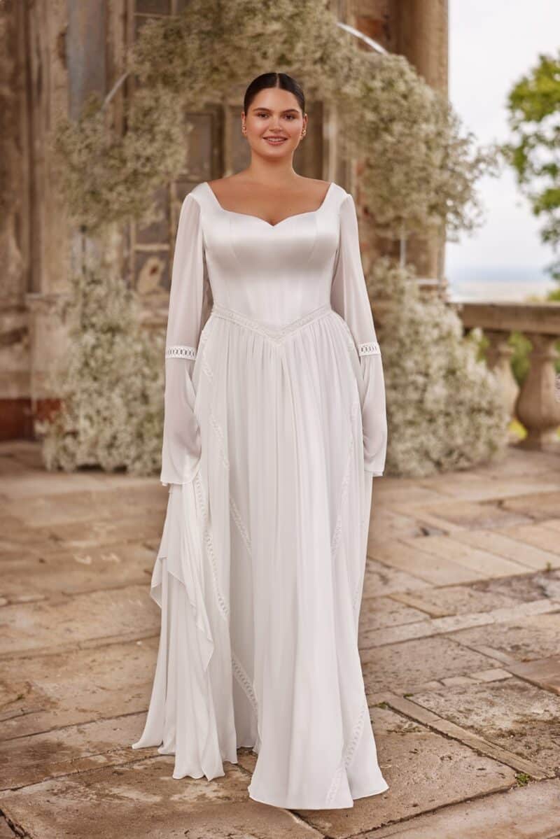 Bell Long Sleeves Boho Wedding Dress - SYLVIA - Image 9