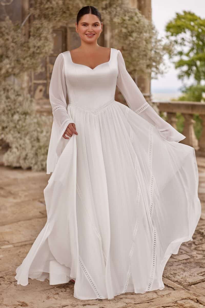 Bell Long Sleeves Boho Wedding Dress - SYLVIA - Image 2