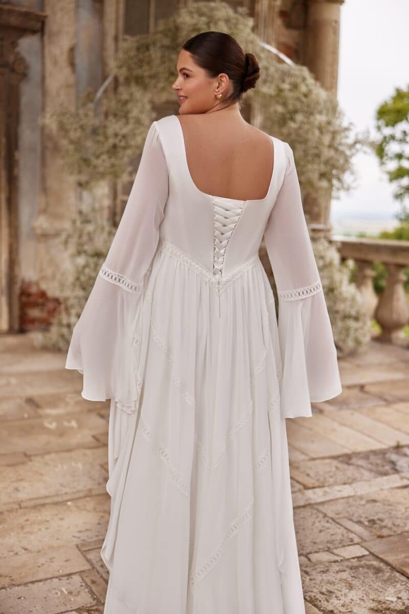 Bell Long Sleeves Boho Wedding Dress - SYLVIA - Image 7