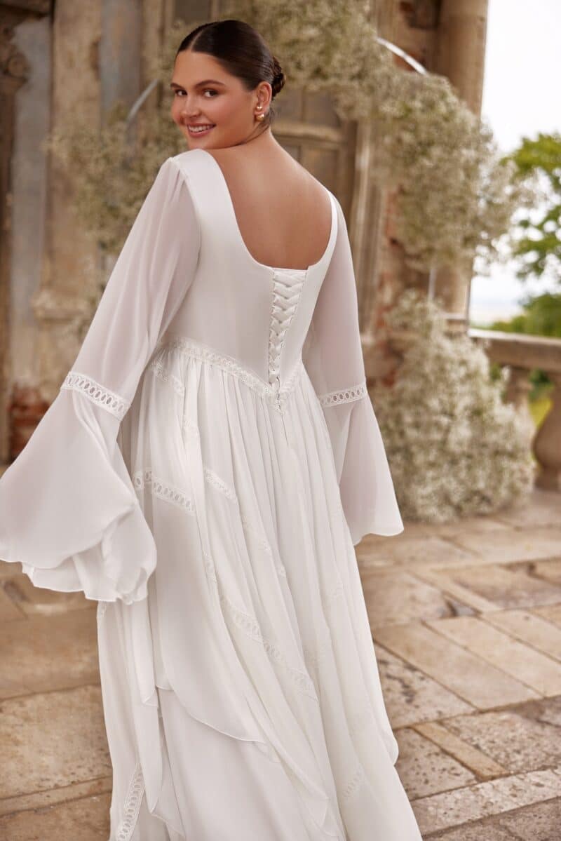 Bell Long Sleeves Boho Wedding Dress - SYLVIA - Image 5