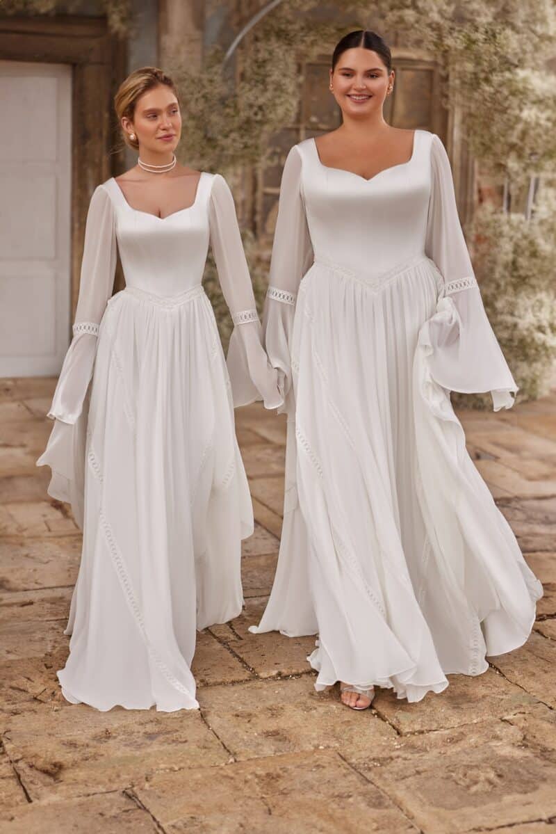 Bell Long Sleeves Boho Wedding Dress - SYLVIA - Image 4