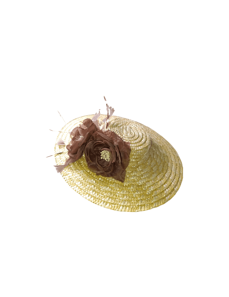 Brown Chocolate Flower Wedding Straw Hat - CAMELIA - Image 2