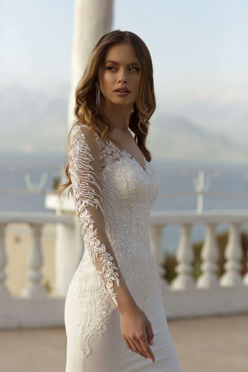 Long Sleeves Sparkling Trumpet Mermaid Wedding Dress - CHLOE - Image 2