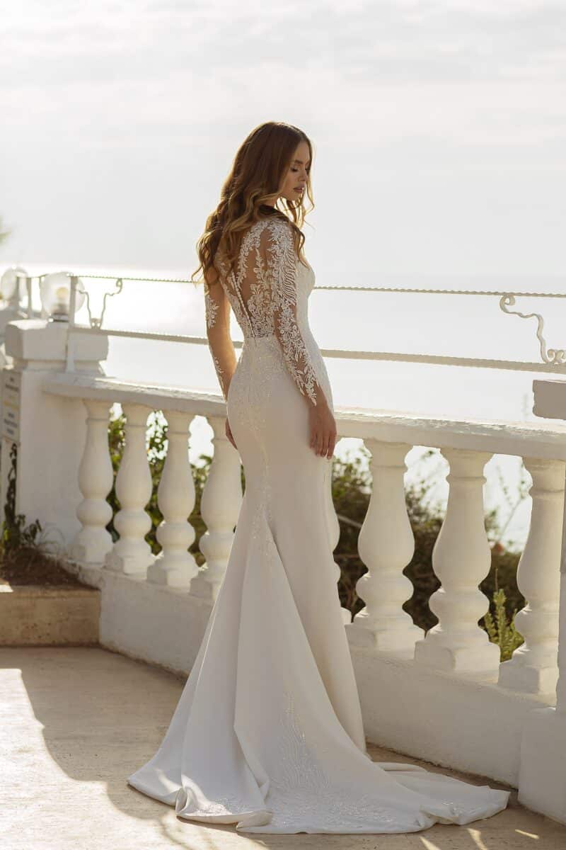 Long Sleeves Sparkling Trumpet Mermaid Wedding Dress - CHLOE - Image 3