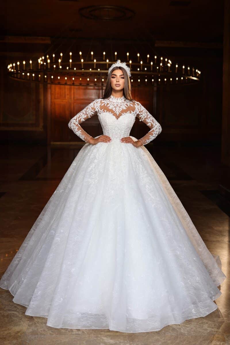 Long Sleeves Royal Ball Princess Wedding Dress - ELEONOR