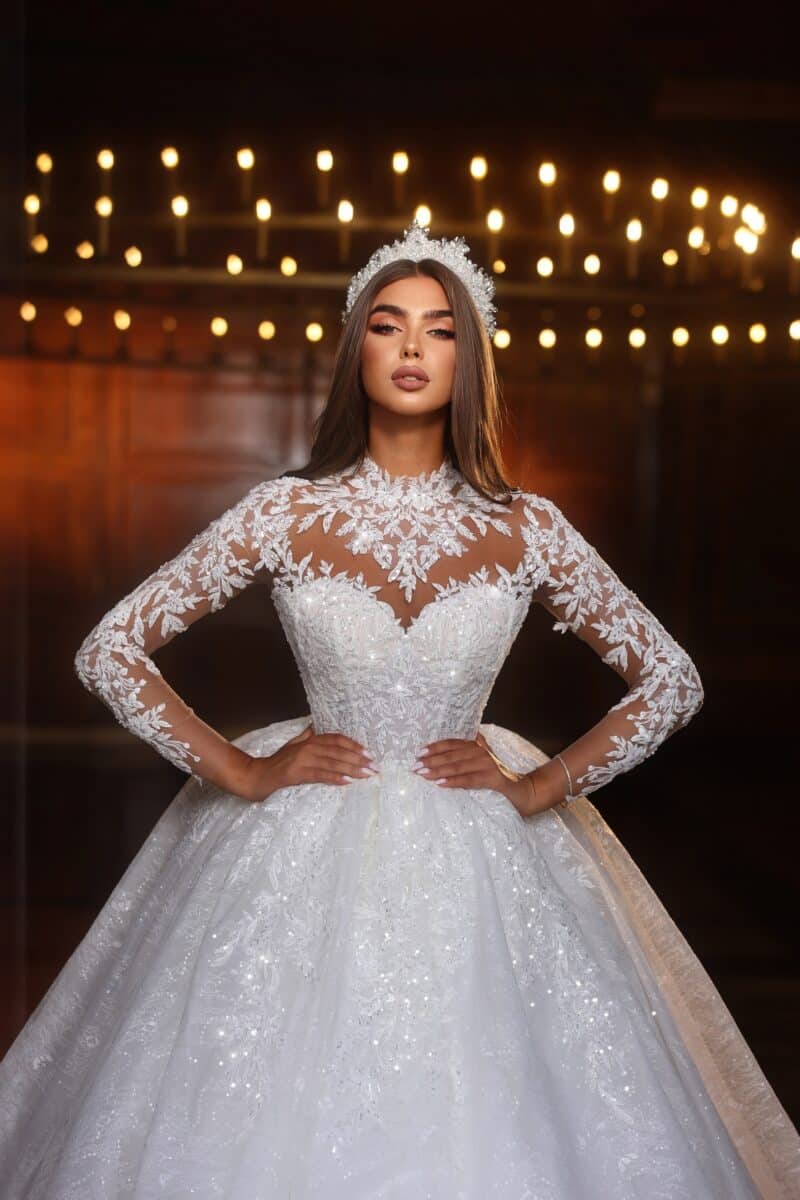 Long Sleeves Royal Ball Princess Wedding Dress - ELEONOR - Image 2