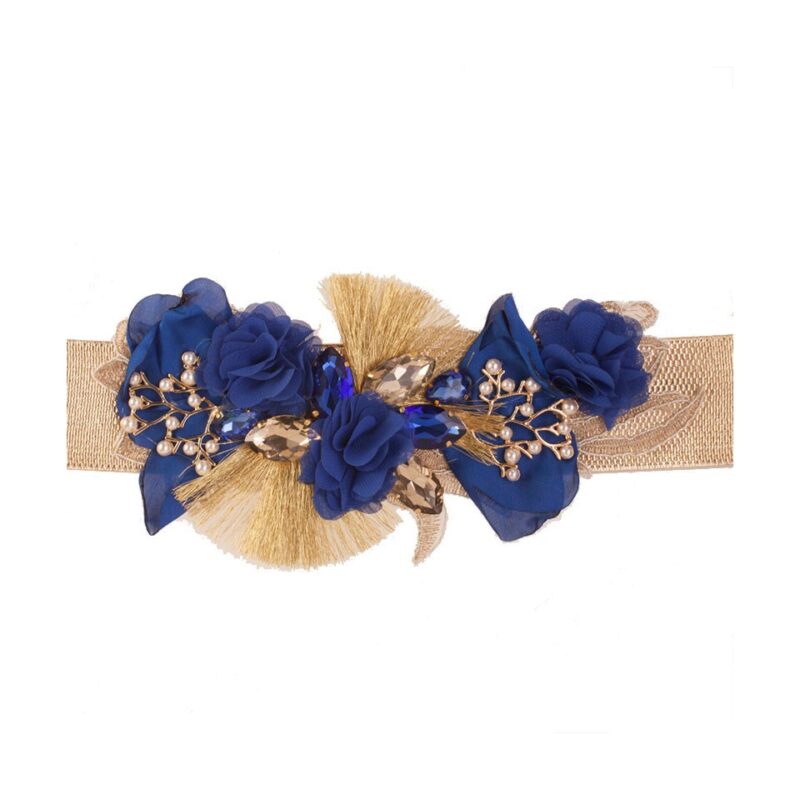 Blue Gold Flower Wedding Belt - ELMA