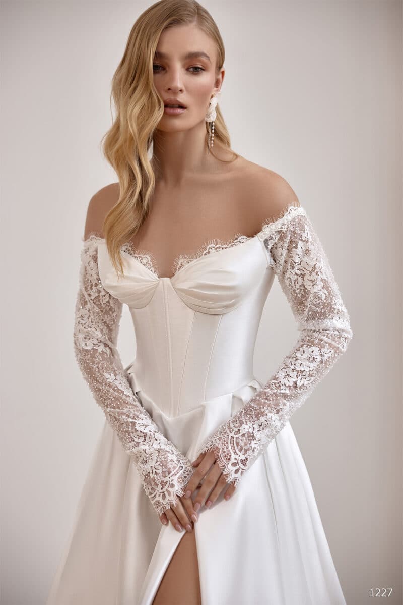 Long Sleeves Victorian Corset Princess Wedding Dress - AMY - Image 4