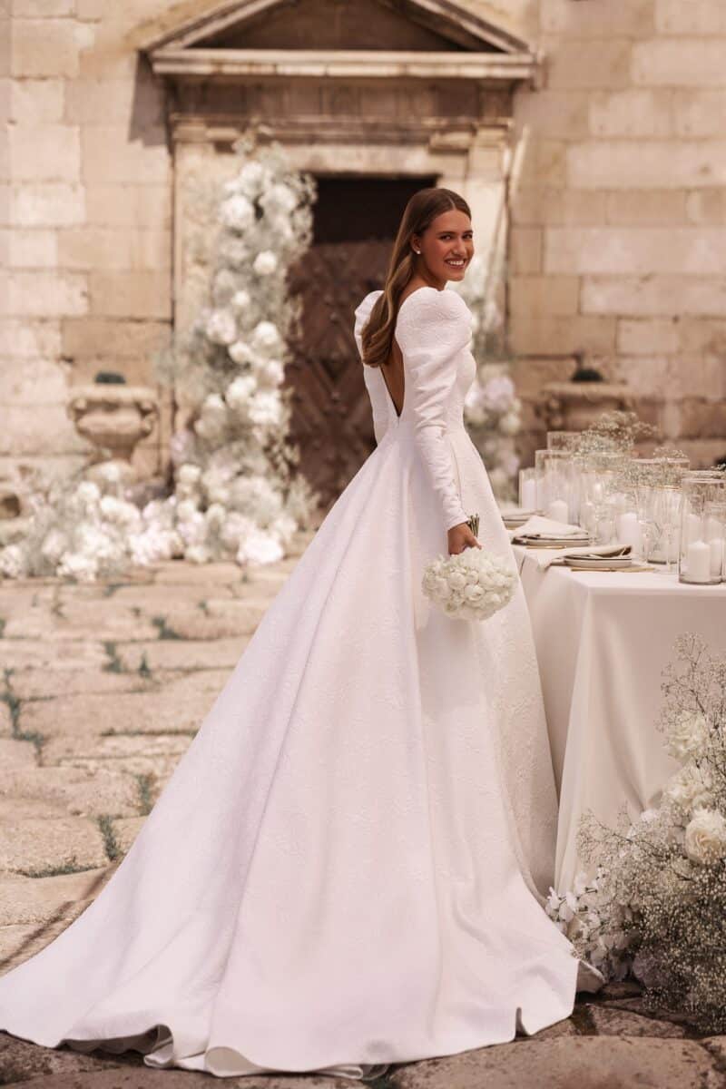 Long Sleeves Aristocratic Royal Wedding Dress - LILIANA - Image 2