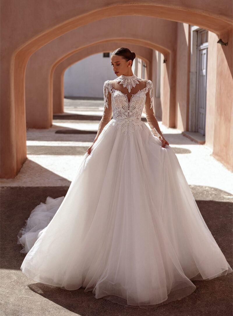 Long Sleeves Regal Ball Princess Wedding Dress - GRACE