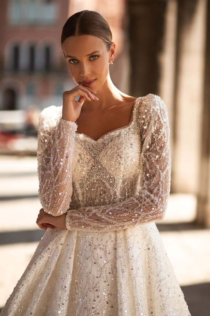 Long Sleeves Sparkling Princess Wedding Dress - VIOLA - Image 5