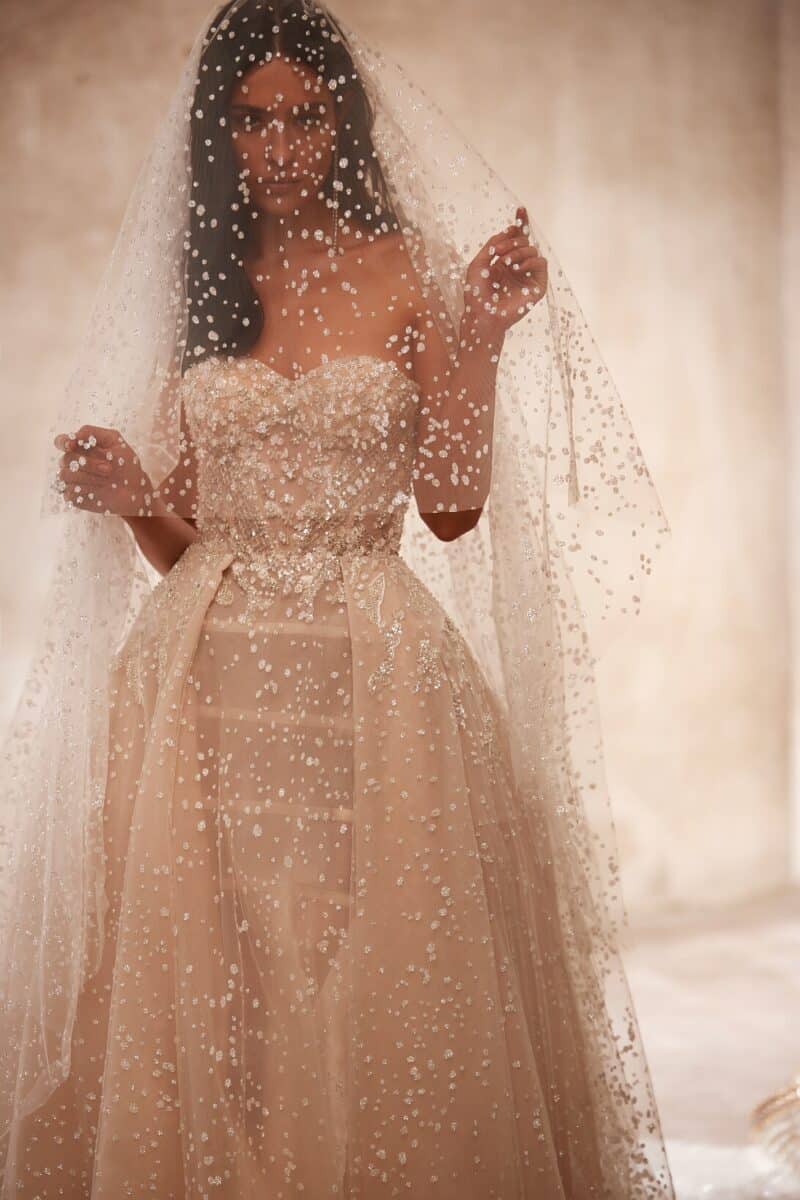 Luxurious Sparkling Nude Princess Wedding Dress - RIVA