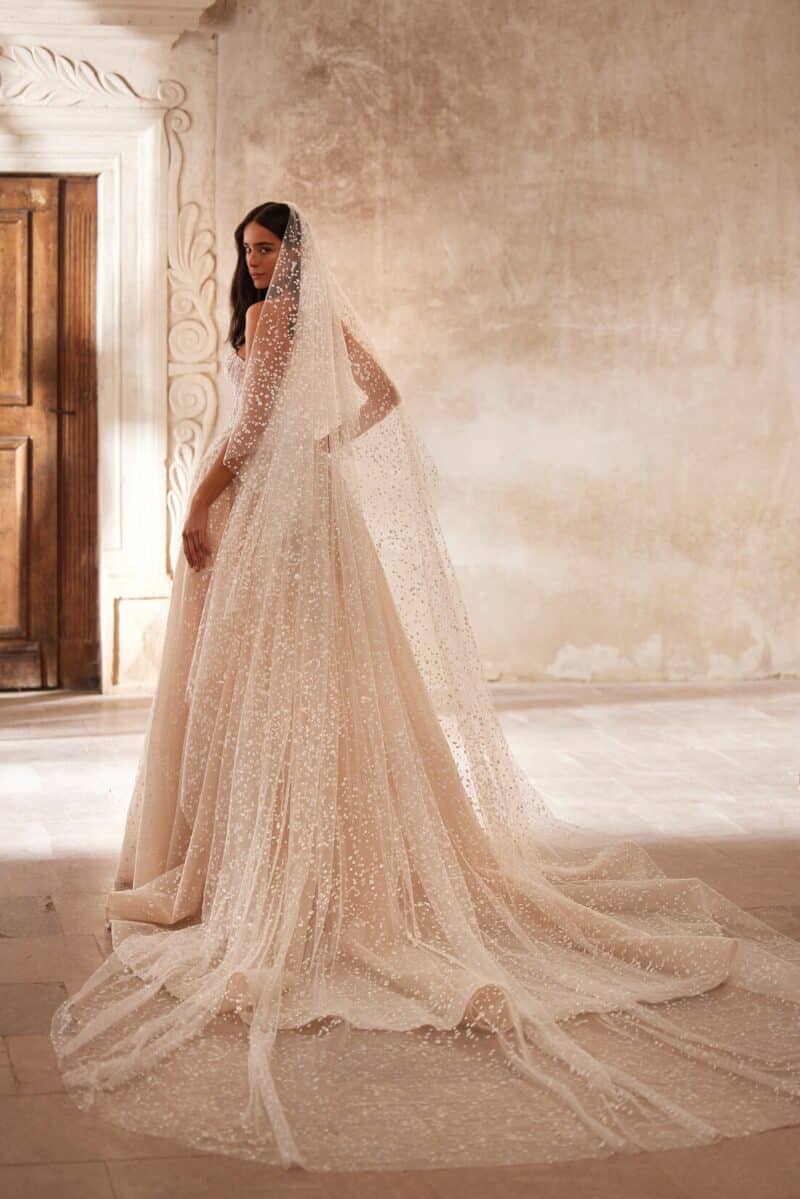 Luxurious Sparkling Nude Princess Wedding Dress - RIVA - Image 9