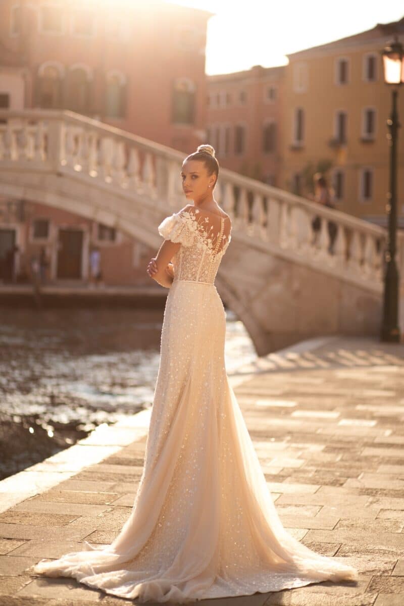 Detachable Long Sleeves Nude Mermaid Wedding Dress - BARBARA - Image 7