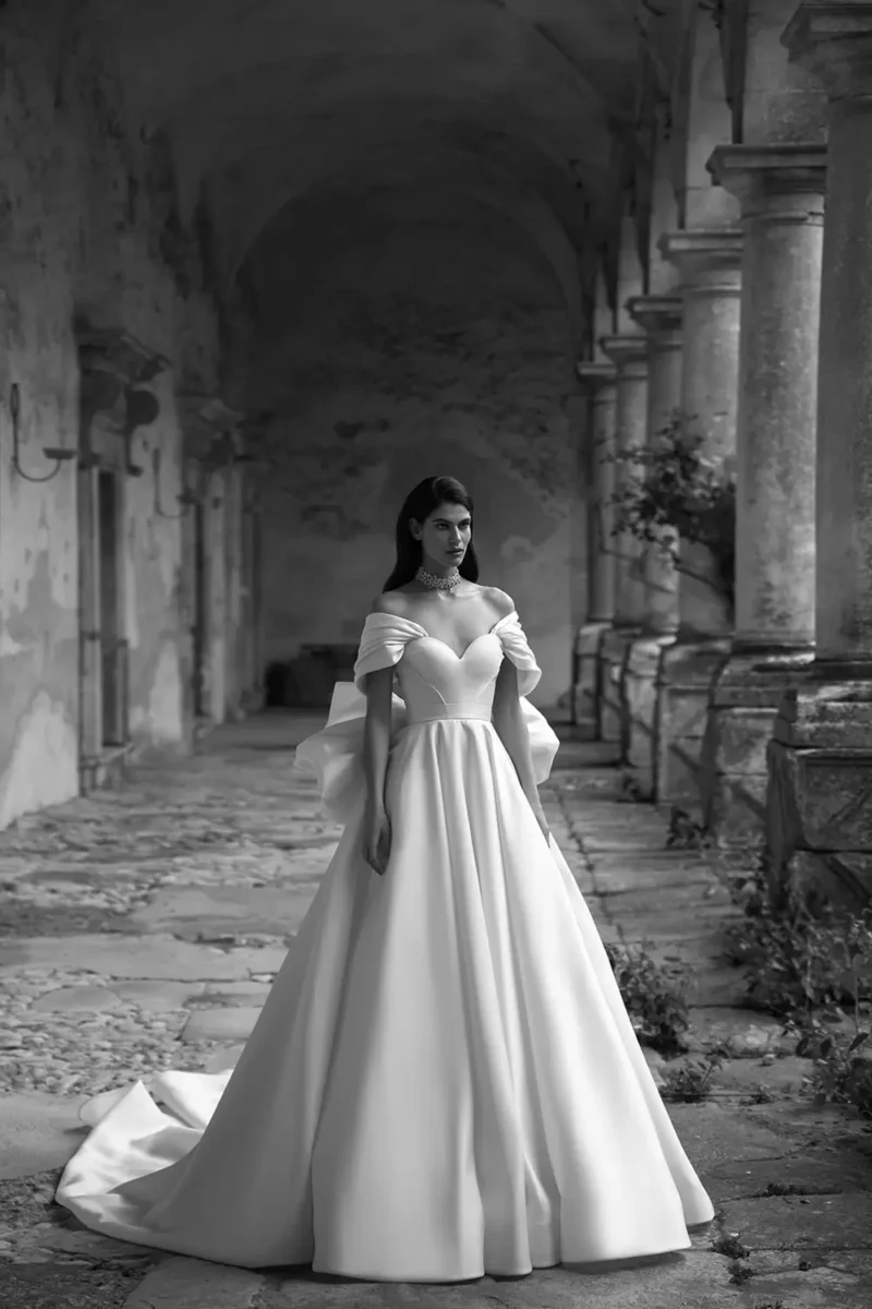 Princess Royal Satin Ball Wedding Gown With Long Train - ANTI - Image 2