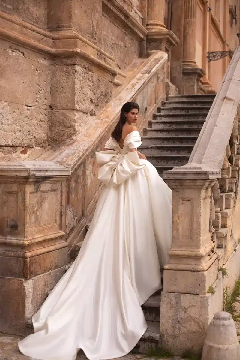 Princess Royal Satin Ball Wedding Gown With Long Train - ANTI - Image 9