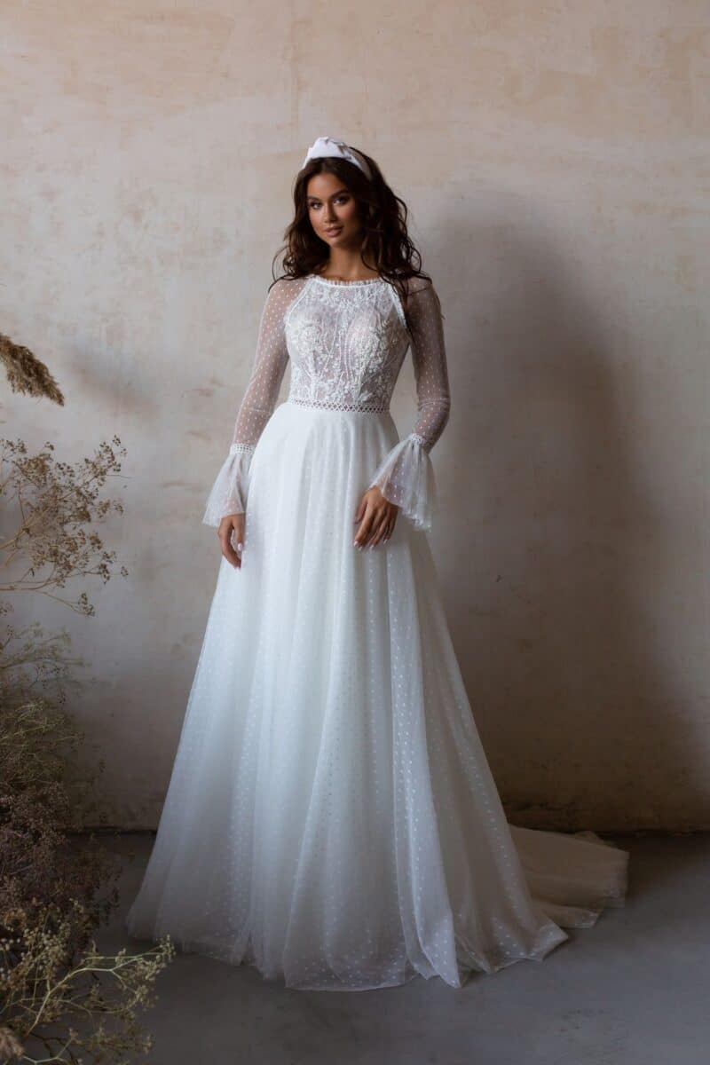 Long Sleeves Vintage Inspired Boho Wedding Dress - CHARISA