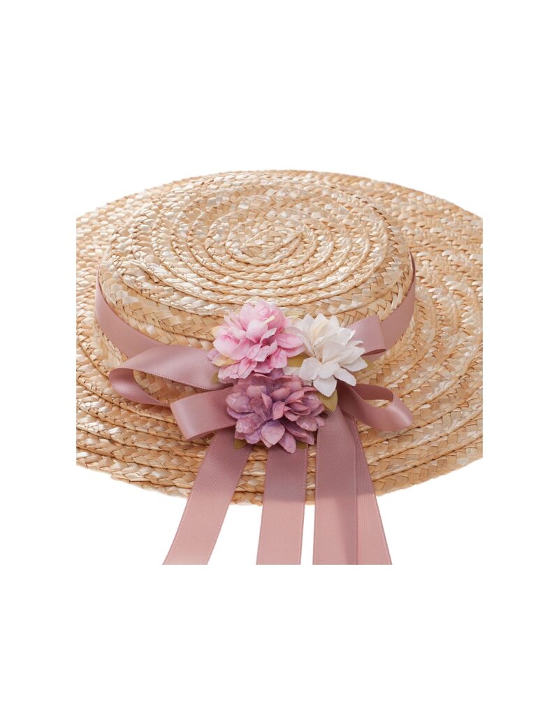 Vintage Pink Flower Raffia Wedding Headband Straw Bridal Hat - DANIELA - Image 8