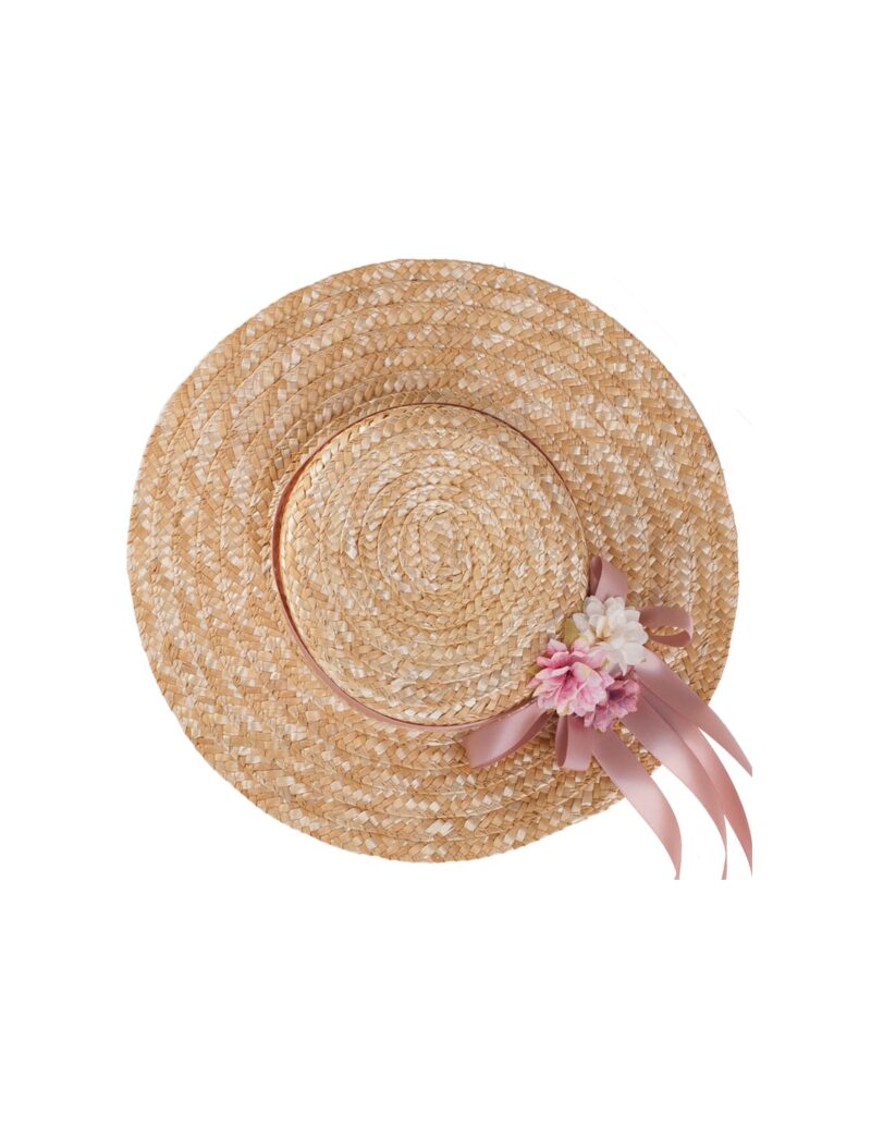 Vintage Pink Flower Raffia Wedding Headband Straw Bridal Hat - DANIELA - Image 15