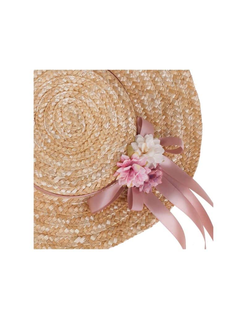 Vintage Pink Flower Raffia Wedding Headband Straw Bridal Hat - DANIELA - Image 16