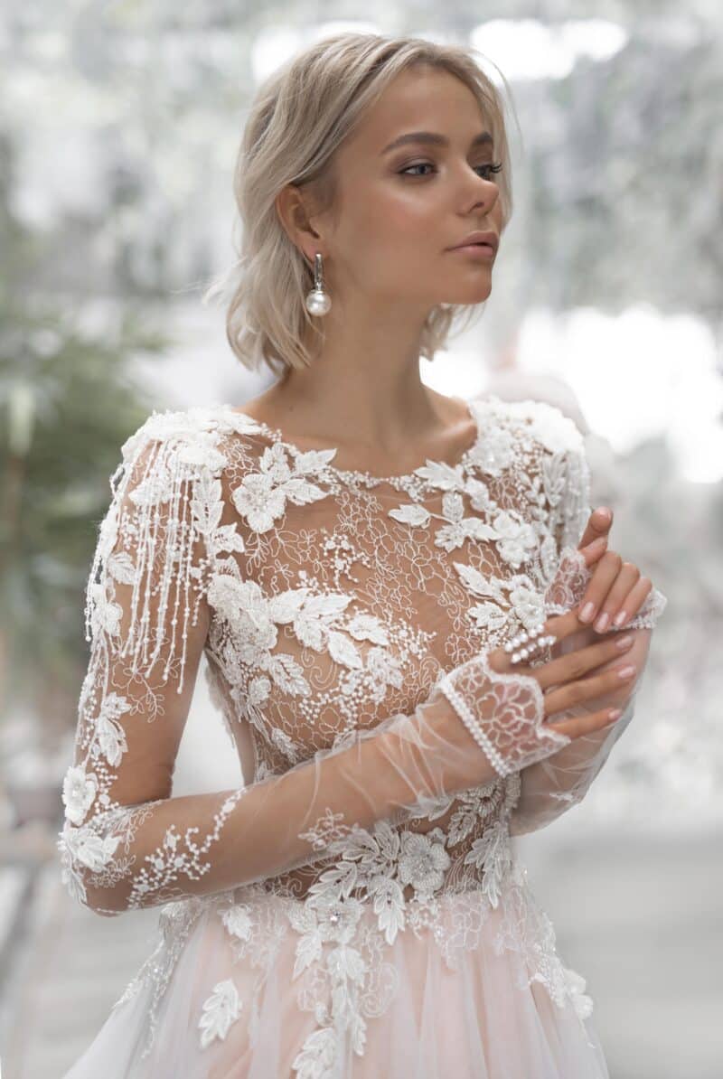 Long Sleeves A-Line Wedding Dress - DINA - Image 2