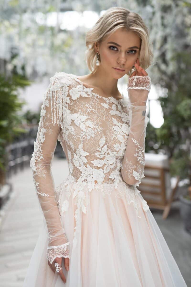 Long Sleeves A-Line Wedding Dress - DINA - Image 3