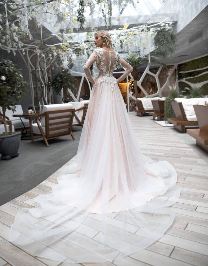 Long Sleeves A-Line Wedding Dress - DINA - Image 4