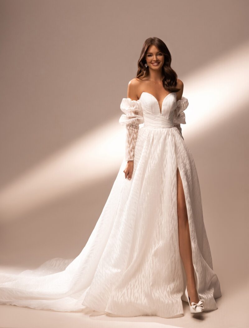 Detachable Long Sleeves Corset A-Line Wedding Dress - ETNA