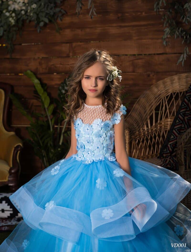 Blue Flower Girl Dress - ALICIA - Image 2